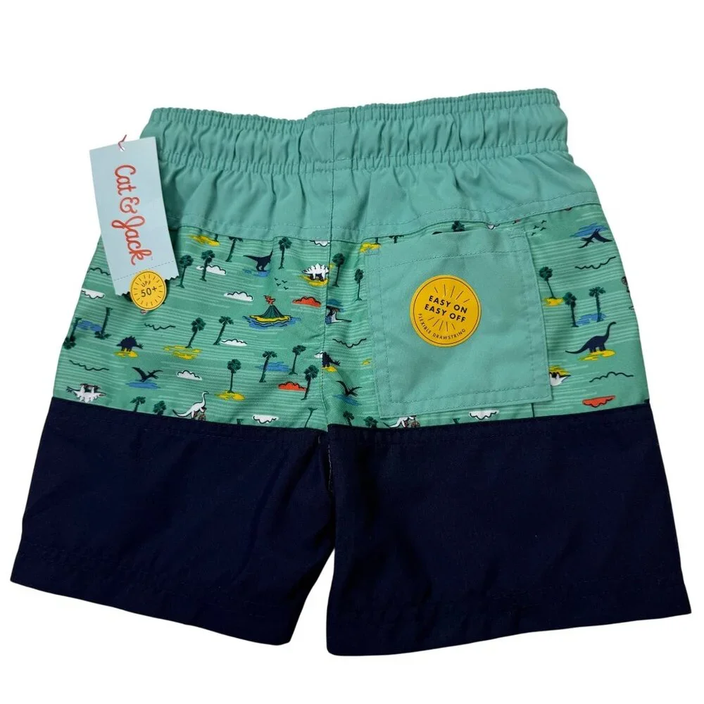 Cat & Jack Swim Trunk‎ Dinosaur Print Aqua 3T